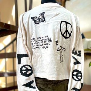 Organic Cotton Long Sleeve Crop Top by CHNGE